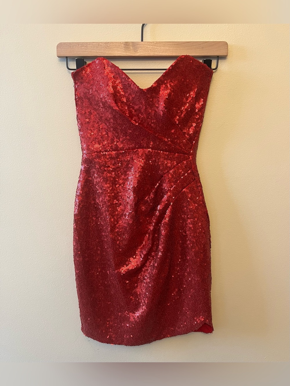 Nookie Red Sequin Strapless Mini Dress Women's Size XS Cocktail Prom Hoco Glam